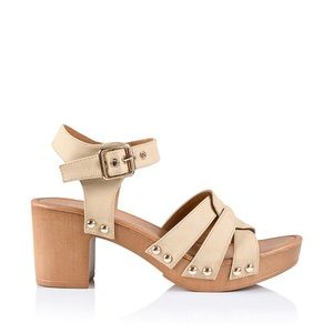 Nude Block Heel Sandals│clog style wedge heeled sandals│Hello Molly│US 6.5 EU 37